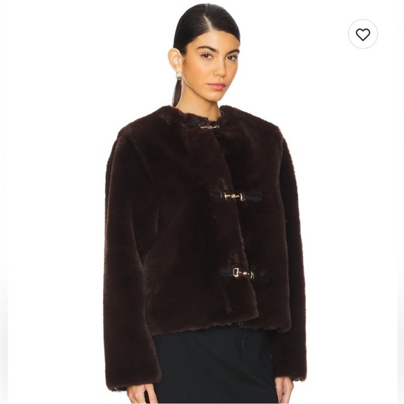 Lovers + Friends Rhoda Faux Fur Jacket in Brown Size M - Picture 2 of 7